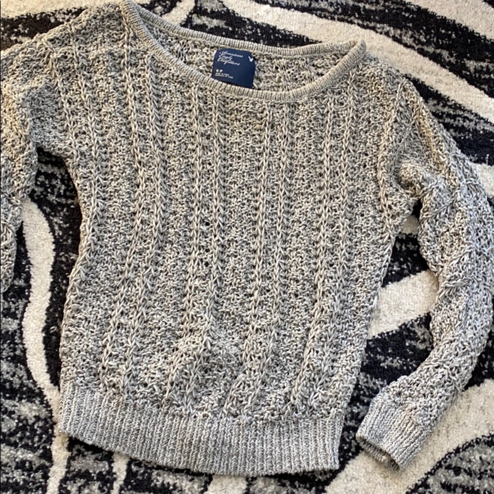 american eagle grey knit sweater